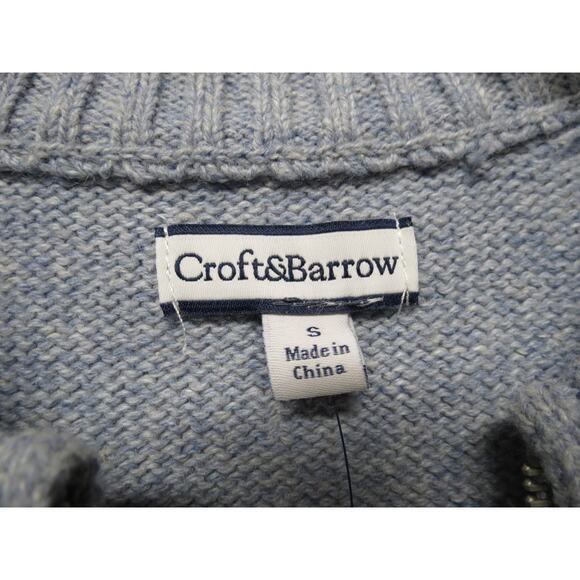Croft & Barrow Size Small Blue Argyle Snowflake Zip Cardigan Sweater w/ Tags - Picture 5 of 7
